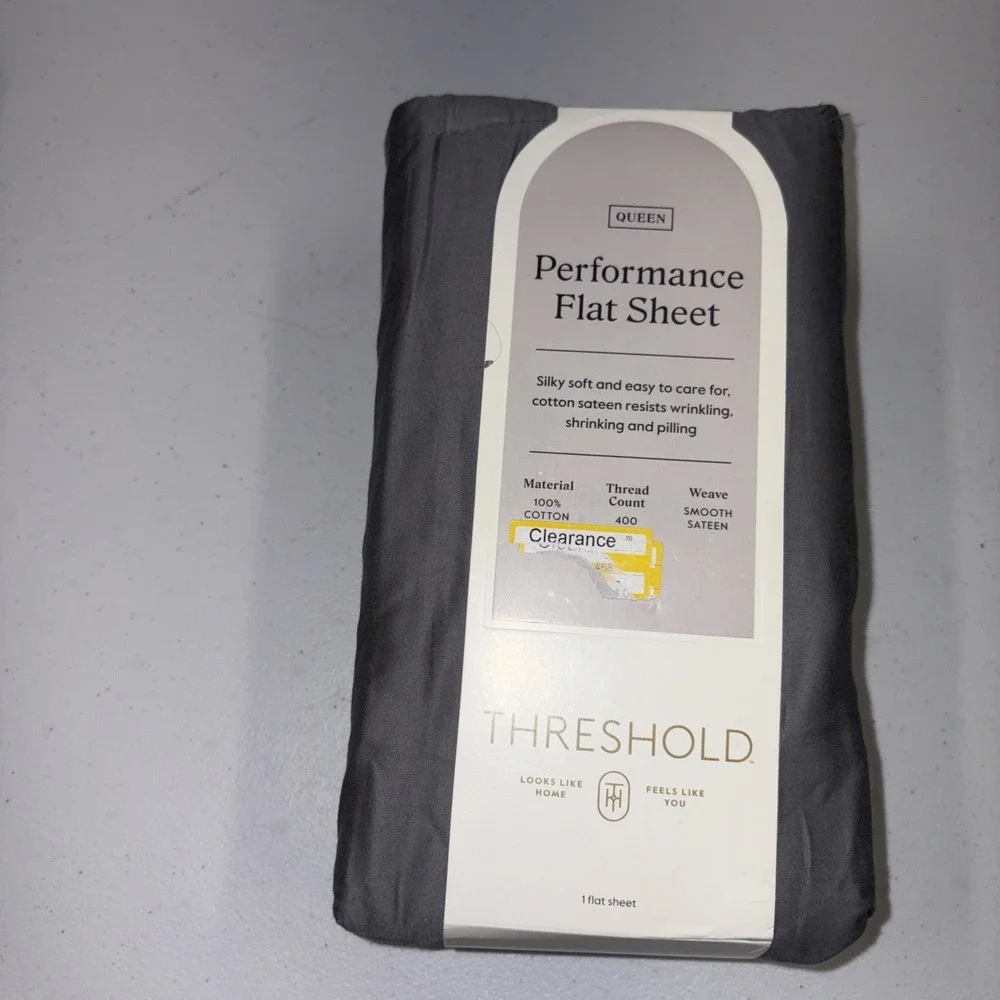 Queen 400 Thread Count Performance Flat Sheet Classic Gray - Threshold: Cotton
